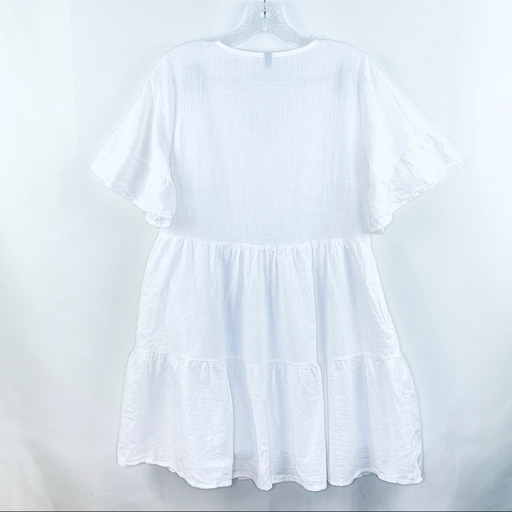 Amazon.com White Summer Swing Dress Tunic Bell Sleeve Tiered Dress Sz S - Picture 10 of 10